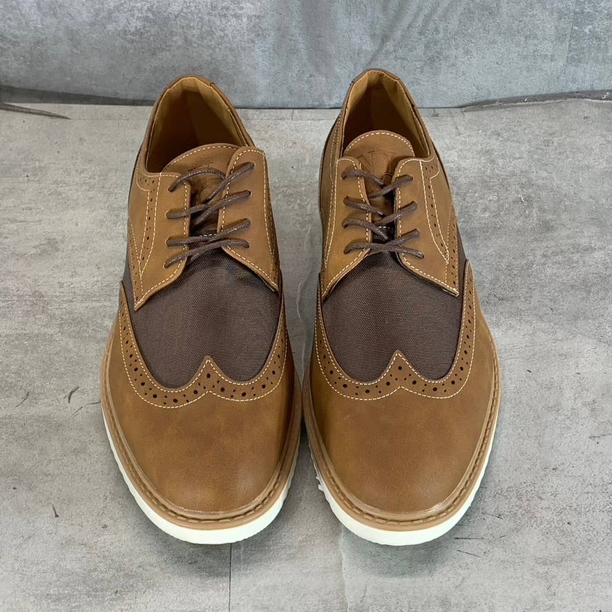 NEW YORK & COMPANY Men's Brown Faux Leather Tyler Wingtip Lace-Up Oxfords SZ 9.5
