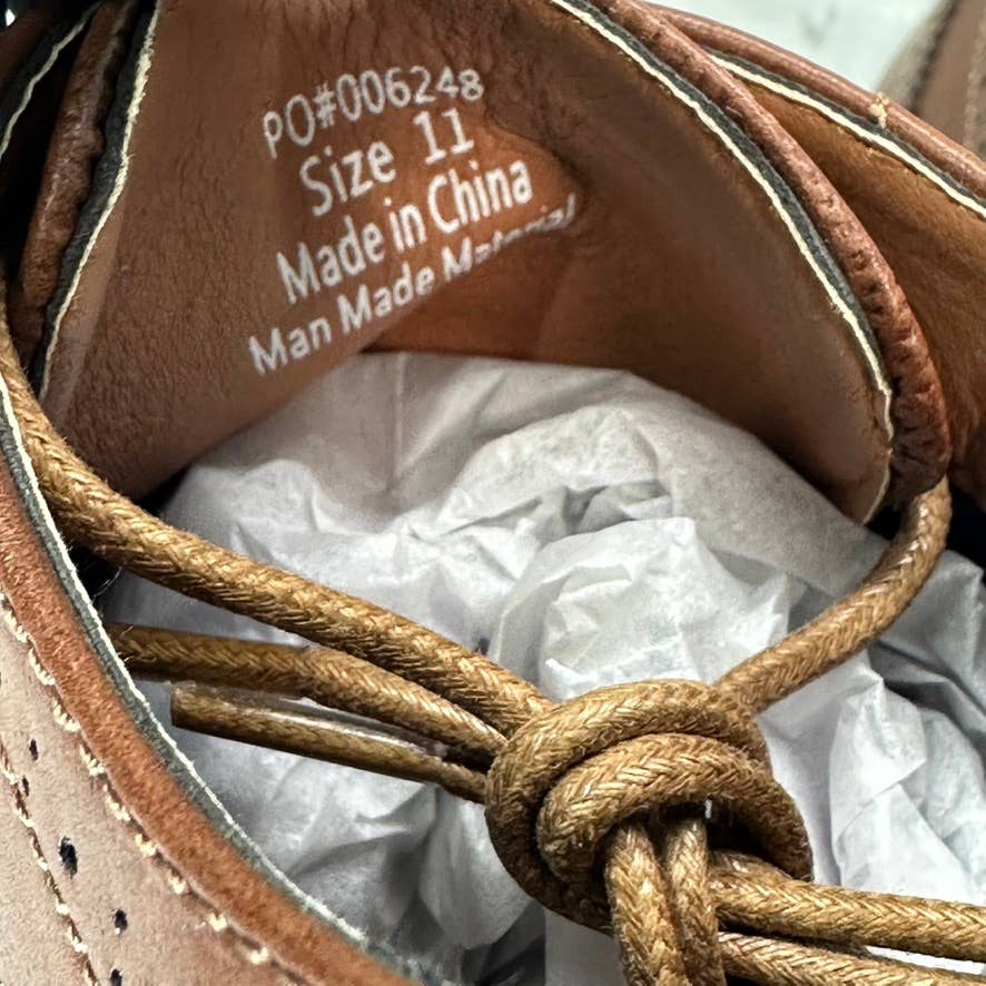 VANCE CO. Men's Brown Faux-Leather Warrick Memory Foam Wingtip Oxfords SZ 11