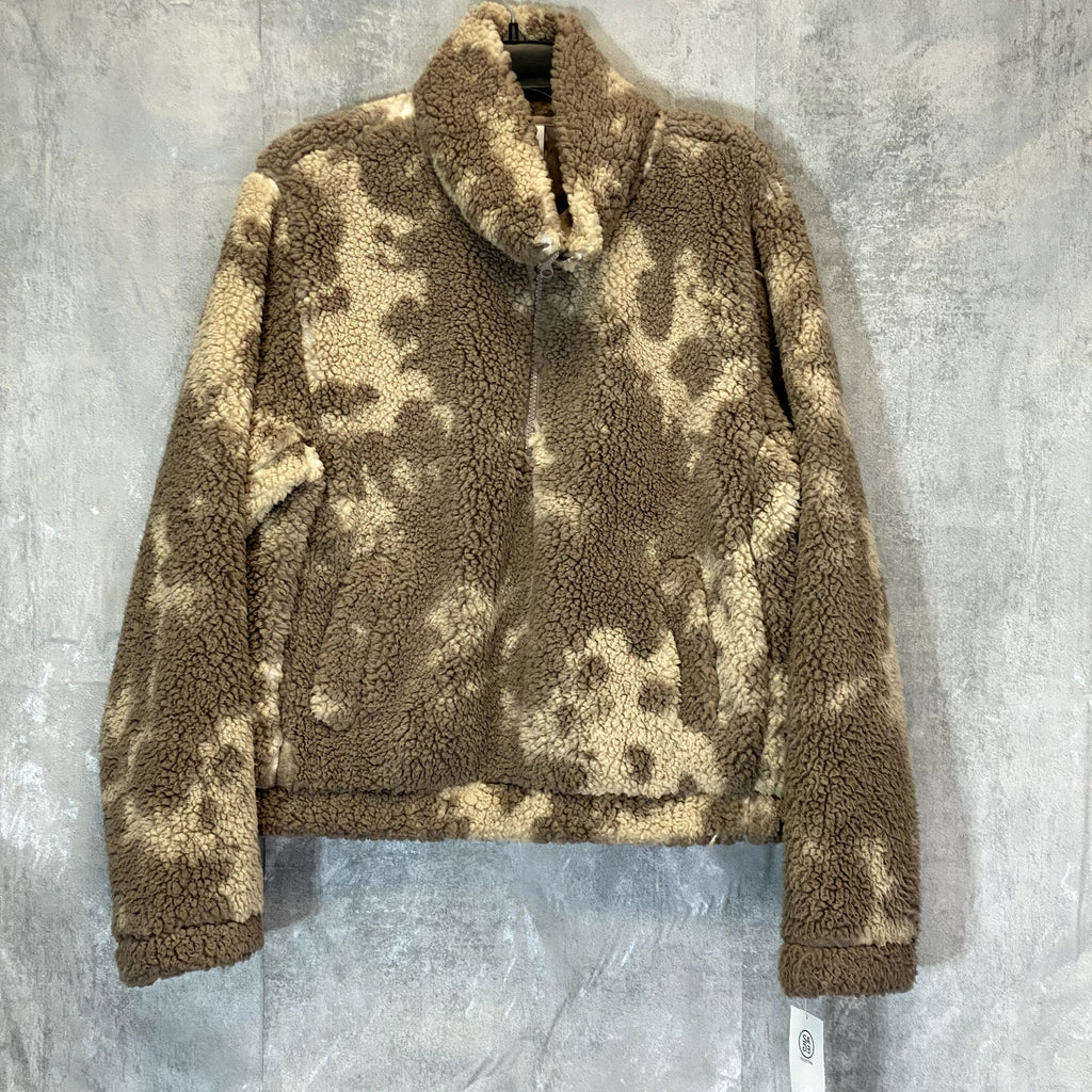 SAGE COLLECTIVE Women's Dune Teddy Half Zip Jetsetter Faux Shearling Cropped Jacket SZ M