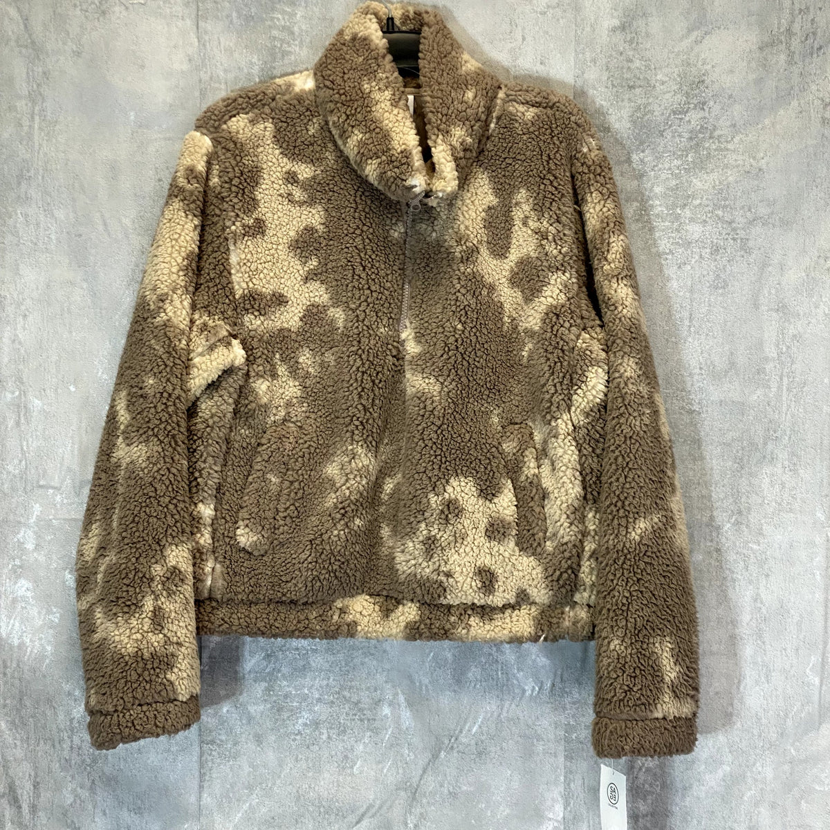 SAGE COLLECTIVE Women's Dune Teddy Half Zip Jetsetter Faux Shearling Cropped Jacket SZ M