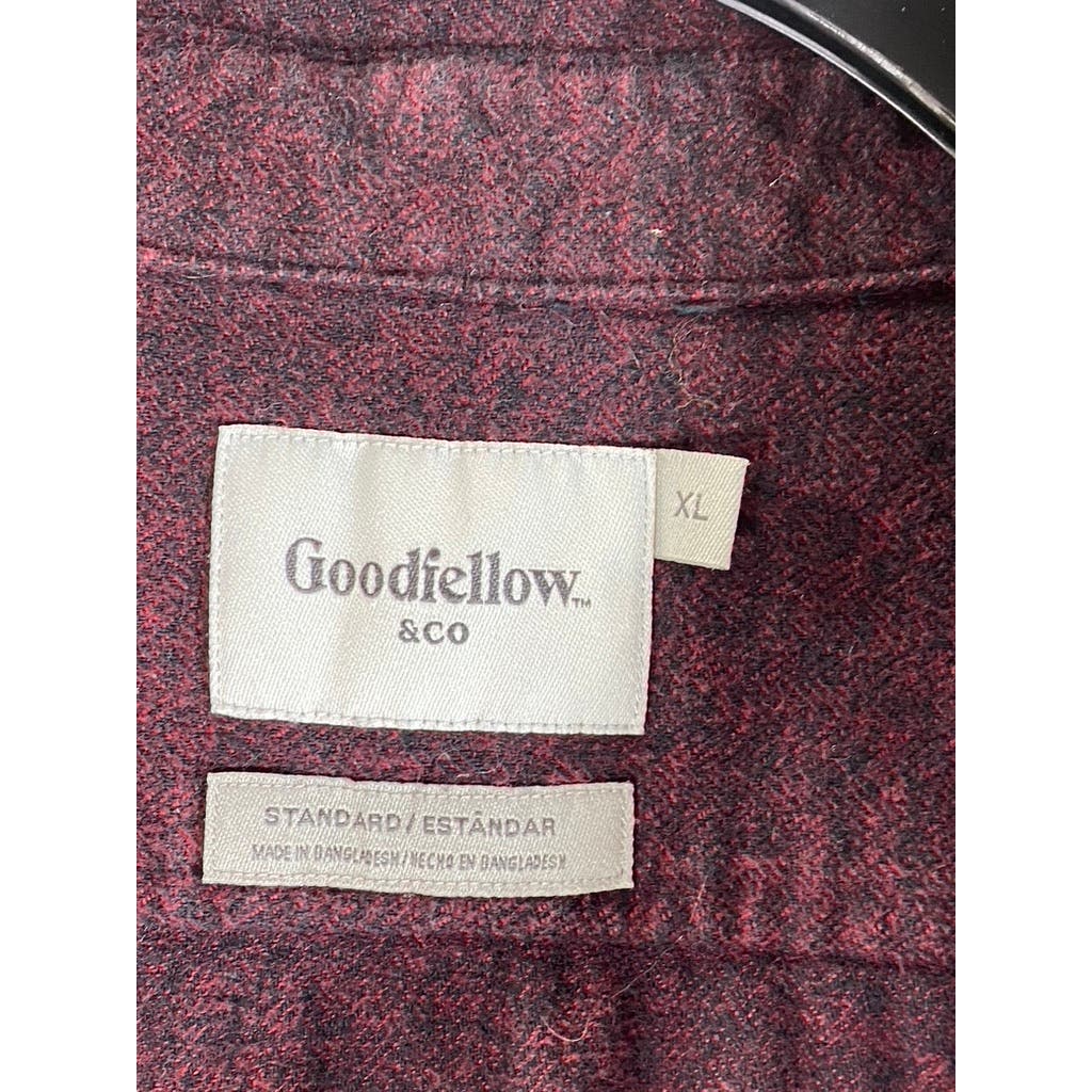 GOODFELLOW & CO Men's Burgundy Standard-Fit Button-Up Long Sleeve Shirt SZ XL