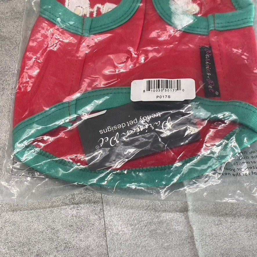 PARISIAN PET Ref/Green 'Sorry Santa! I Ate Your Cookies' Funny Dog T-Shirt SZ S