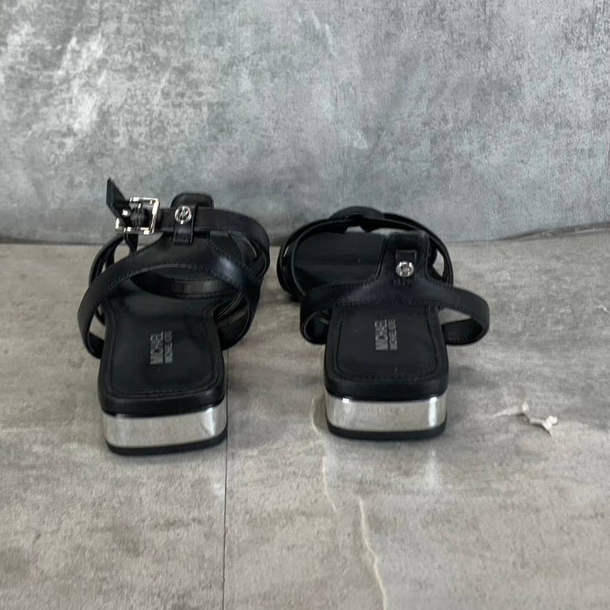 MICHAEL MICHAEL KORS Women's Black Leather Brinkley Ankle-Strap Sandals SZ 6