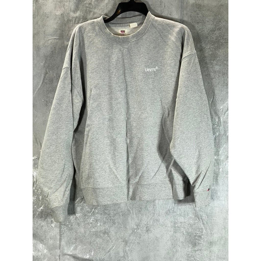 LEVI'S Men's Light Grey Relaxed-Fit Crewneck Seasonal Pullover Sweatshirt SZ S