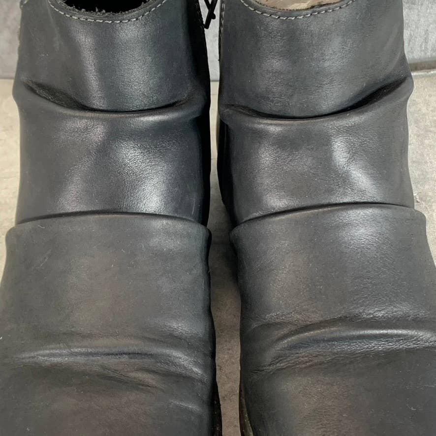 CLARKS COLLECTION Women's Black Leather Caroline Rae Ruched Ankle Booties SZ 8.5