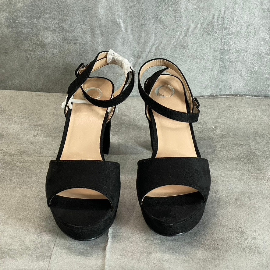 JOURNEE COLLECTION Women's Black Nairri Block Heel Ankle Strap Platform Pumps SZ 8.5