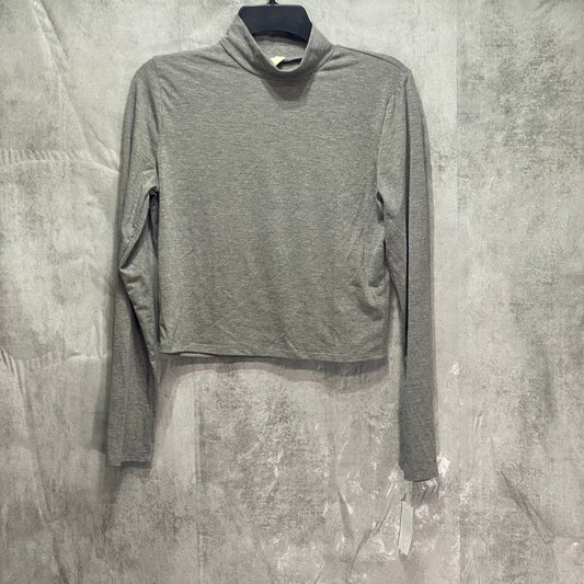 KINGSTON GREY Junior's Grey Long Sleeve Turtleneck Crop Top SZ L