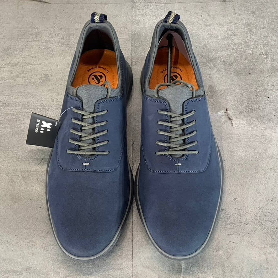 THOMAS & VINE Men's Navy Leather Hyde Tru Comfort Foam Lace-Up Sneakers SZ 10