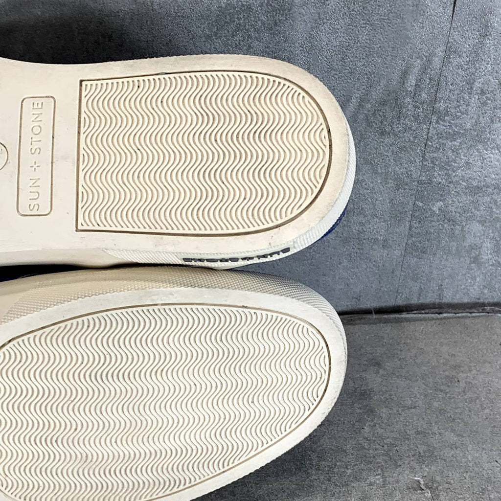 SUN + STONE Men's Navy Paisley Reins Slip-On Sneakers SZ 7./5