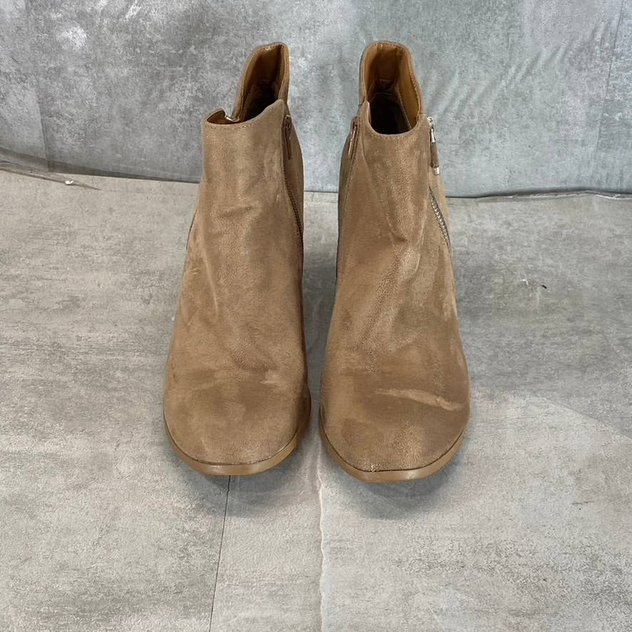 STYLE & CO Women's Taupe Masrinaa Slip-On Block-Heel Ankle Booties SZ 9.5