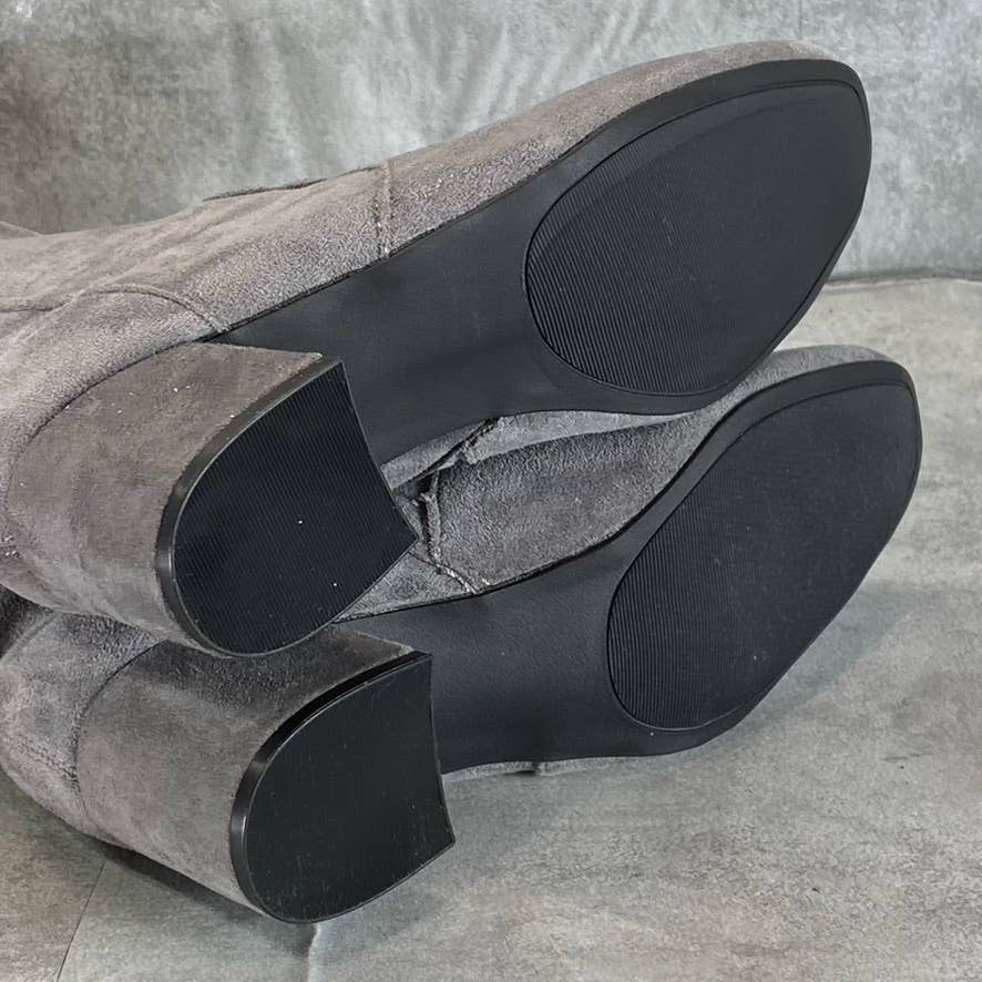 SUGAR Women's Grey Micro Ollie Memory Foam Over-The-Knee Block-Heel Boots SZ 9