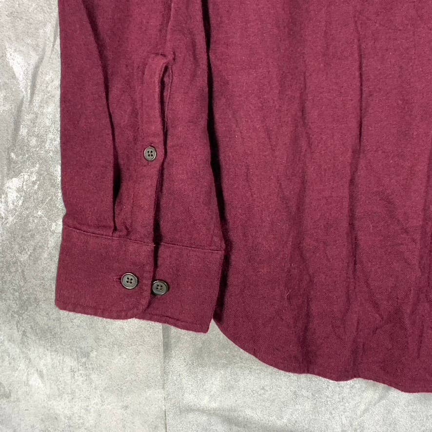 LANDS' END Men's Burgundy Traditional-Fit Long-Sleeve Button-Up Shirt SZ L