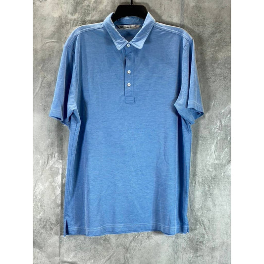 TRAVIS MATHEW Men's Blue Heathered Short-Sleeve Pima Polo Shirt SZ L