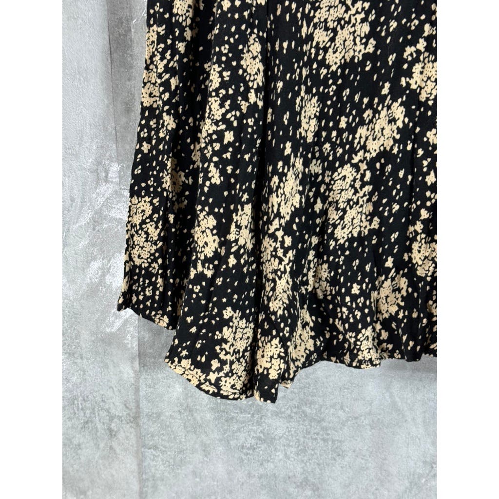 DRESS FORUM Women's Black/Cream Printed A-Line Midi Skirt SZ S