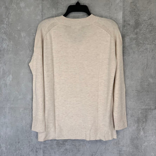 CHELSEA28 Beige Oatmeal Light Heather V-Neck Pullover Sweater SZ XXS