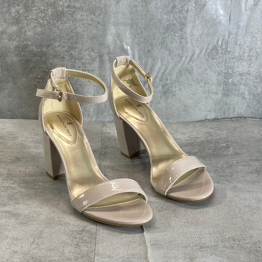 BANDOLINO Women's Oat Patent Armory Ankle Strap Block-Heel Dress Sandals SZ 5.5