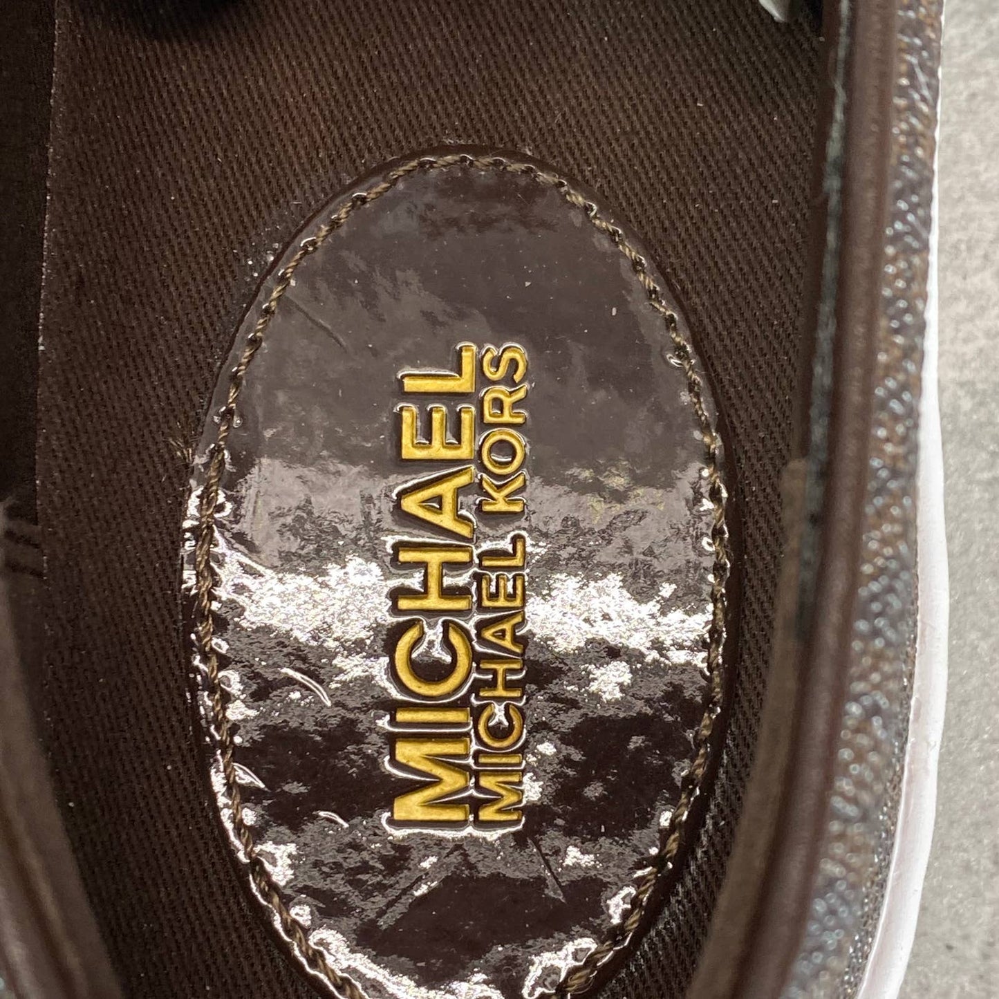MICHAEL MICHAEL KORS Women's Brown Signature Logo Keaton Slip-On Sneakers SZ 7