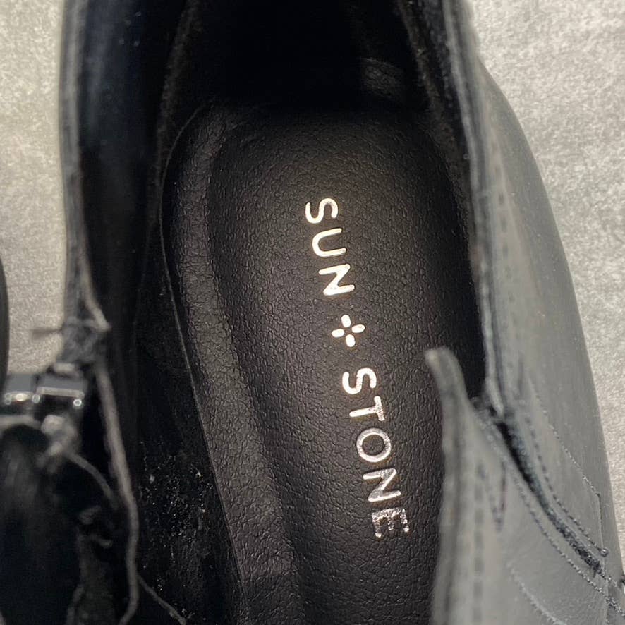 SUN+STONE Women's Black Cadee Memory Foam Slip-On Block Heel Ankle Booties SZ8.5
