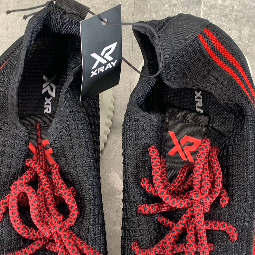 XRAY FOOTWEAR Men's Black/Red Knit Breathable Niko Lace-Up Sneakers SZ 8.5