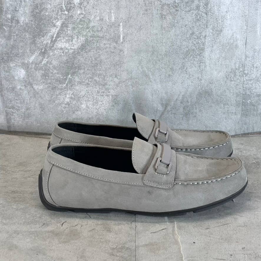 ALFANI Men's Light Grey Egan Faux-Suede Slip-On Moc-Toe Driver Loafers SZ 9