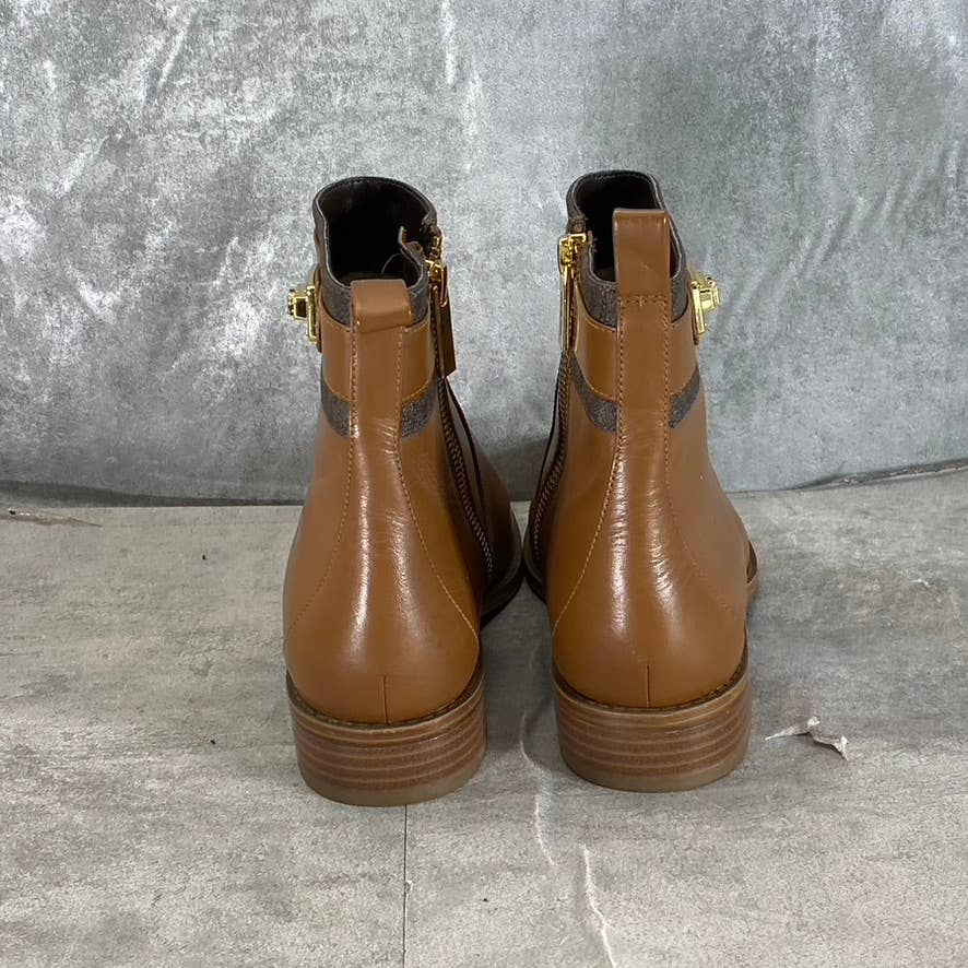 MICHAEL MICHAEL KORS Women's Cognac Leather Padma Strapped Block-Heel Boots SZ6