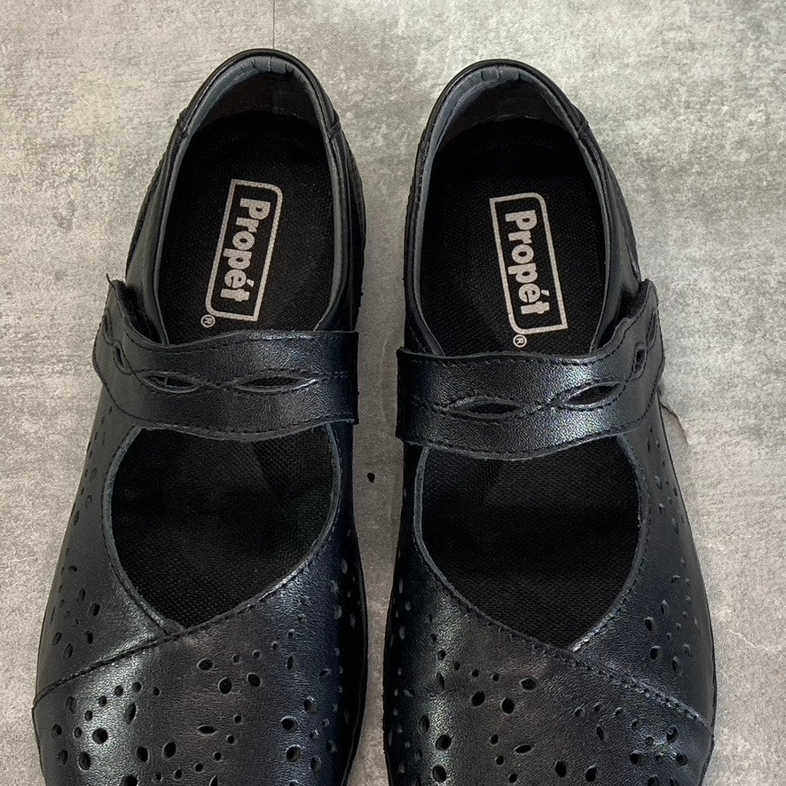 PROPET Women's Black Leather Perforated Calista Mary Jane Slip-On Shoes SZ 9.5