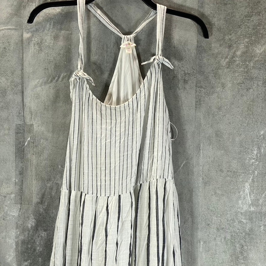 RILEY & RAE Women's Ultra White/Black Jill Striped Tie-Strap Maxi Dress SZ XS
