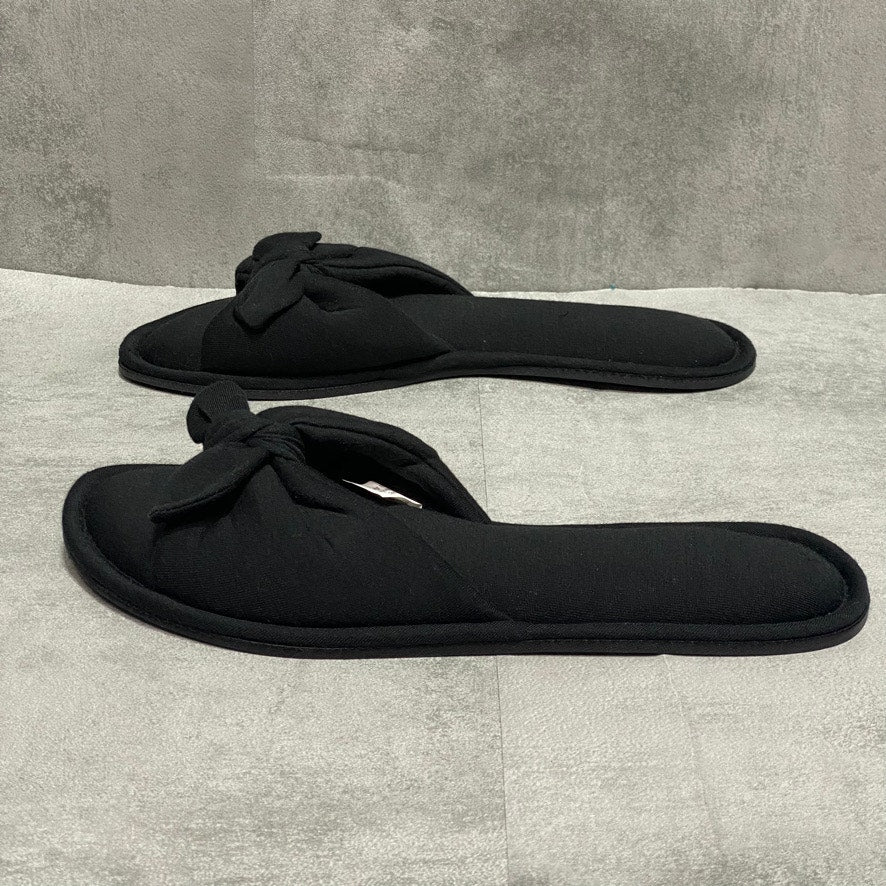 CHARTER CLUB Black Open-Toe Knot Bow Slippers SZ L(9-10)