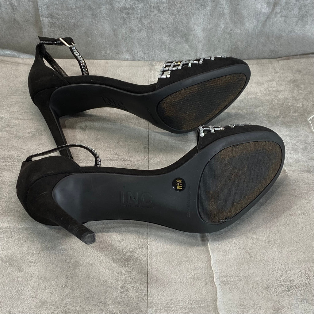INC INTERNATIONAL CONCEPTS Women's Black Jaspen Rhinestone Two-Piece Pumps SZ8.5