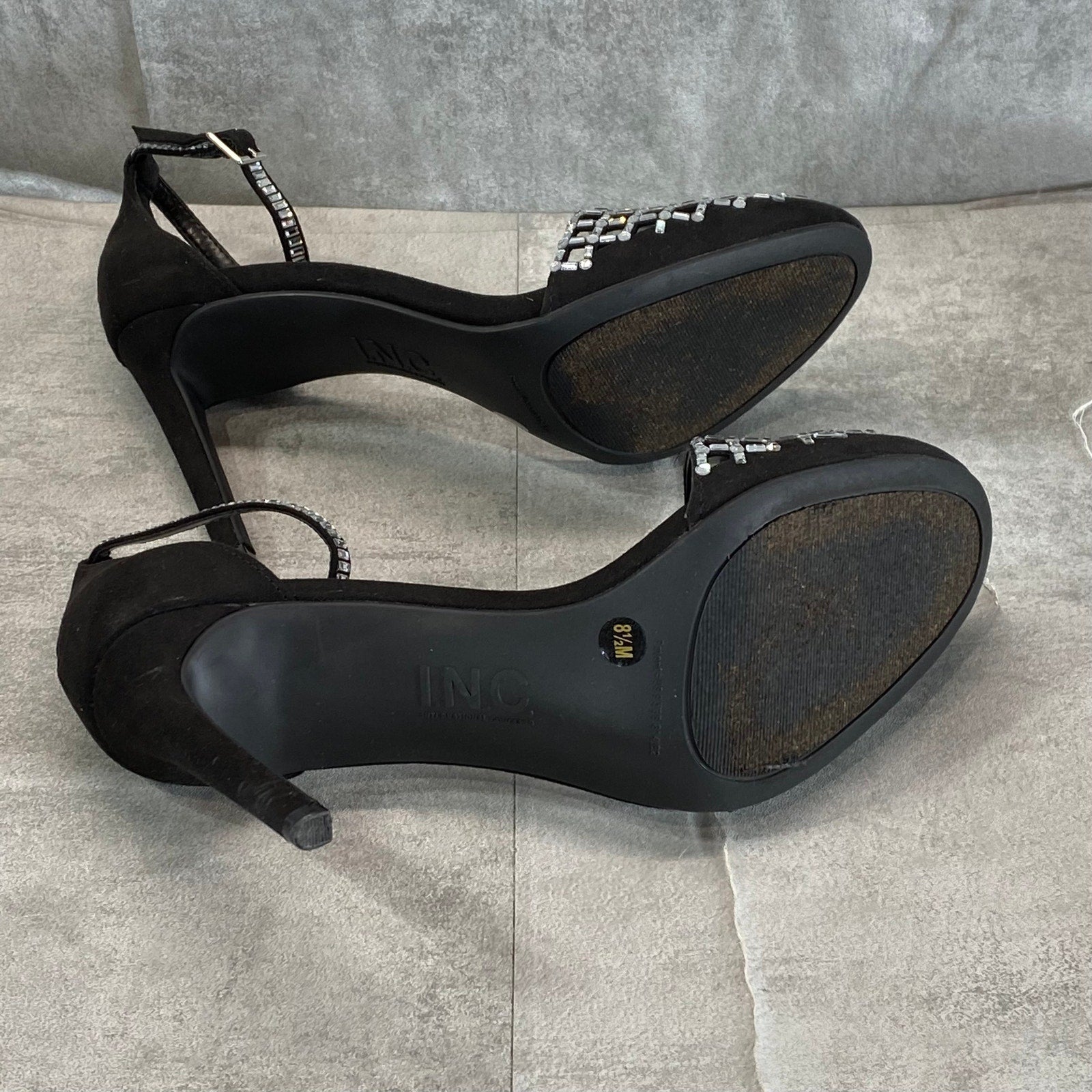 INC INTERNATIONAL CONCEPTS Women's Black Jaspen Rhinestone Two-Piece Pumps SZ8.5