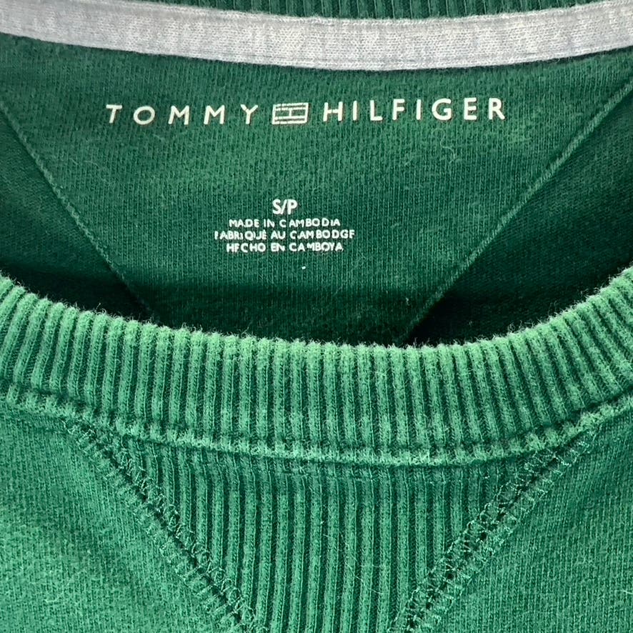 TOMMY HILFIGER Men's Hunter Green Crewneck Solid Flag Logo Pullover Sweater SZ S
