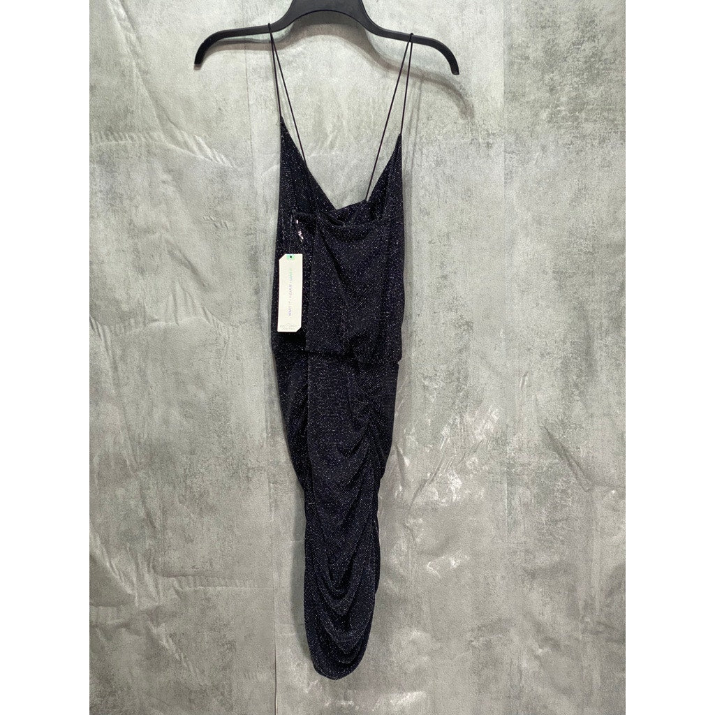 ALMOST FAMOUS Junior's Black Metallic Cowelneck Bodycon Pullover Mini Dress SZ L (10/11)