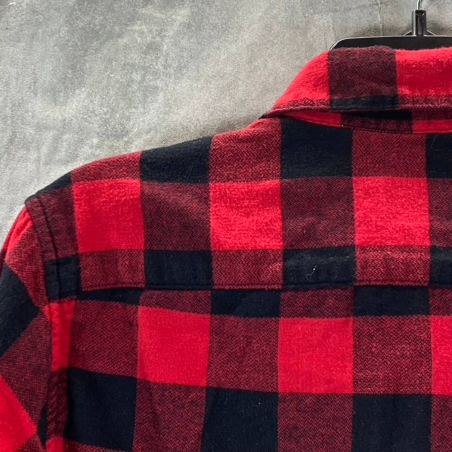GOODFELLOW & CO Men's Red Midweight Flannel Long-Sleeve Button-Down Shirt SZ S