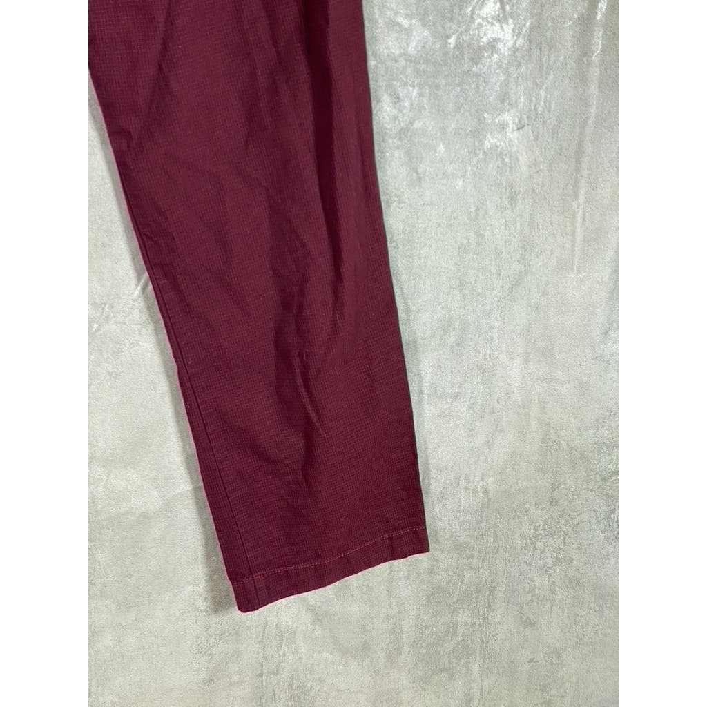 TOMMY HILFIGER Men's Burgundy Mini Check Custom-Fit Chino Pants SZ 36X34