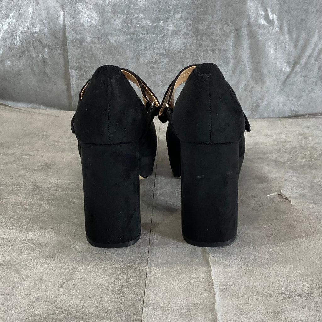 MARC FISHER Women's Black Faux Suede Nicoly Square-Toe Platform Dress Pumps SZ 6