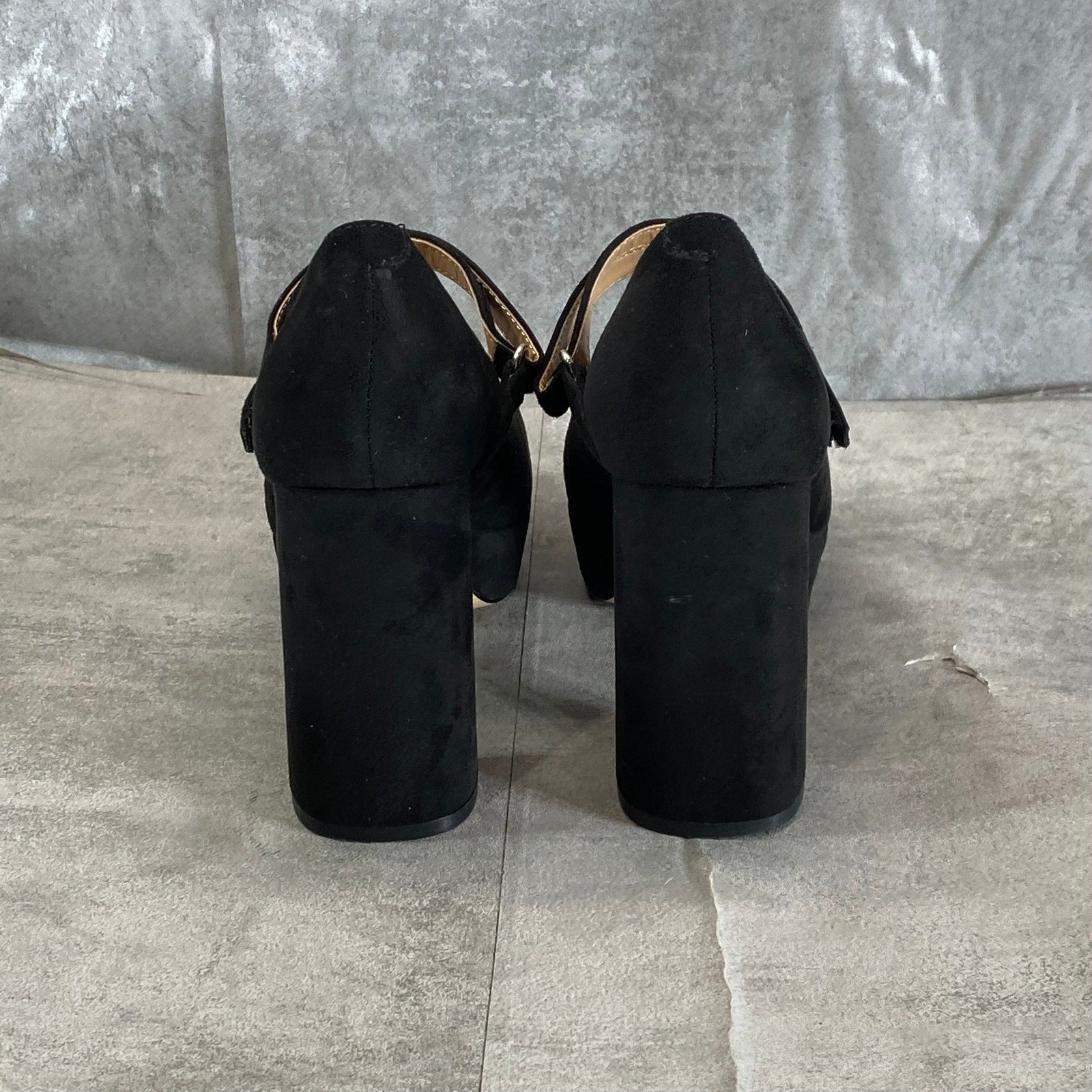 MARC FISHER Women's Black Faux Suede Nicoly Square-Toe Platform Dress Pumps SZ 6