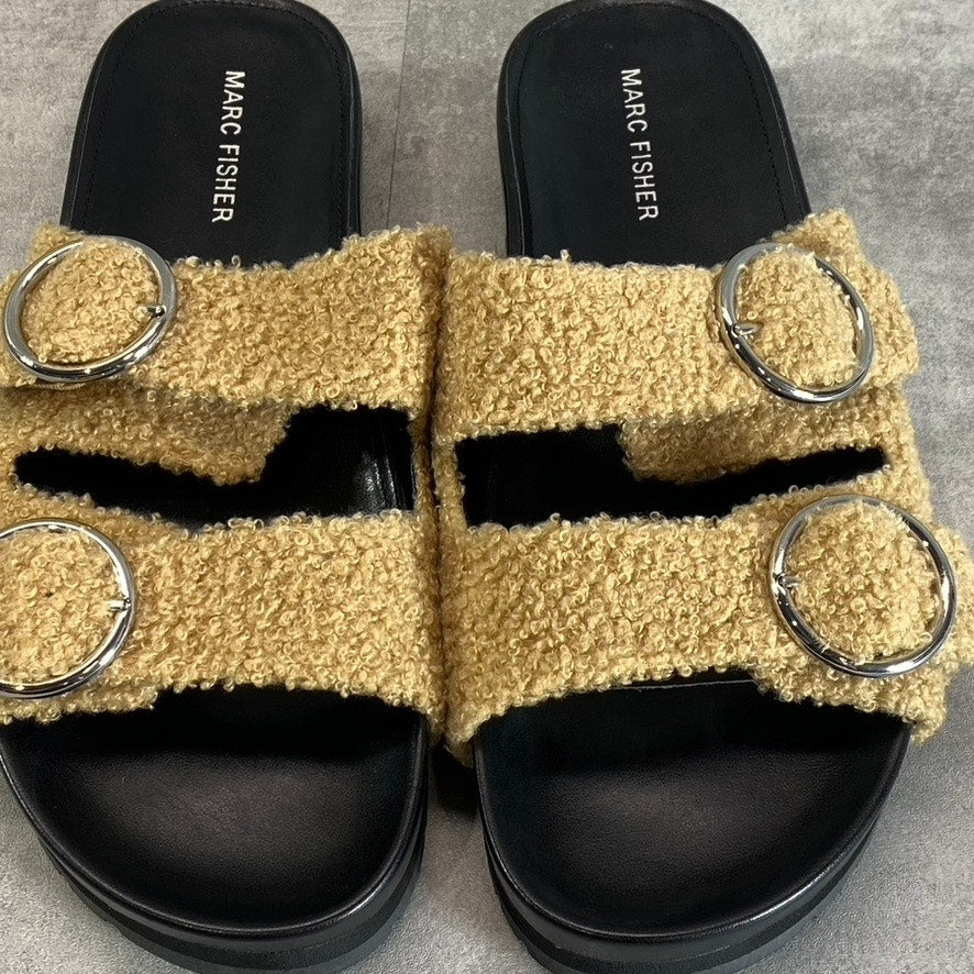 MARC FISHER Women's Tan Natural Texture Keena 2 Platform Slide Sandals SZ 9.5