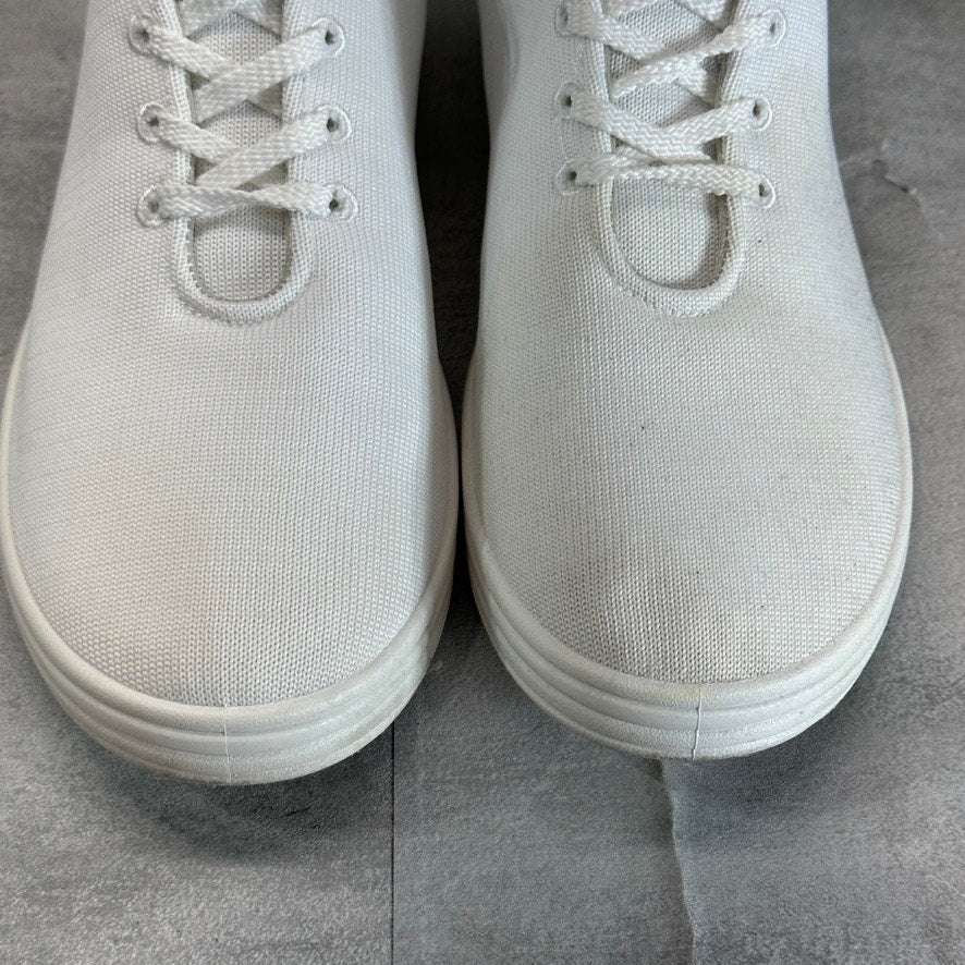 EASY STREET Women's White Knit Command Round-Toe Lace-Up Sneakers SZ 10