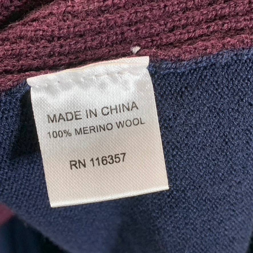 ZACHARY PRELL Men's Navy/Burgundy V-Neck Wool Pullover Sweater SZ 2XL