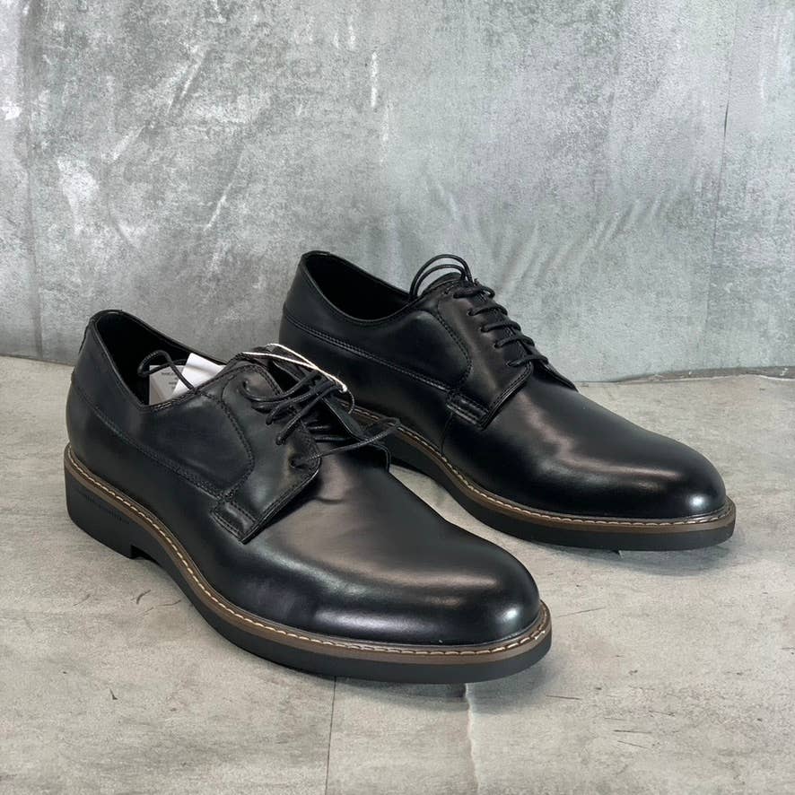 ASTON MARC Men's Black Faux-Leather Monaco Lace-Up Plain Toe Dress Shoes SZ 8.5