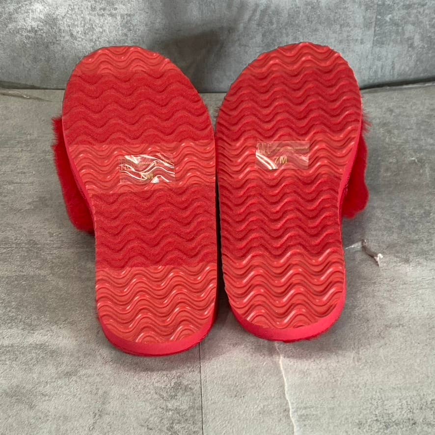 INC INTERNATIONAL CONCEPTS Women's Red Faux-Fur Yuri Slide Slippers SZ 7