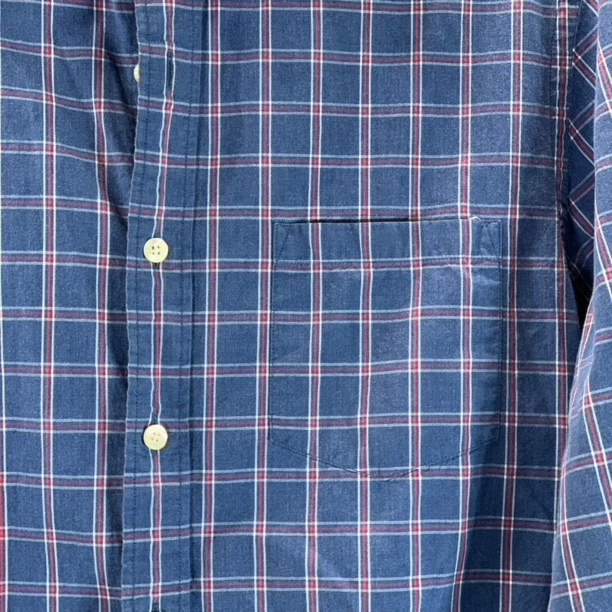 J.CREW Men's Blue Plaid Washed Casual Tailored-Fit Button-Up Shirt SZ S