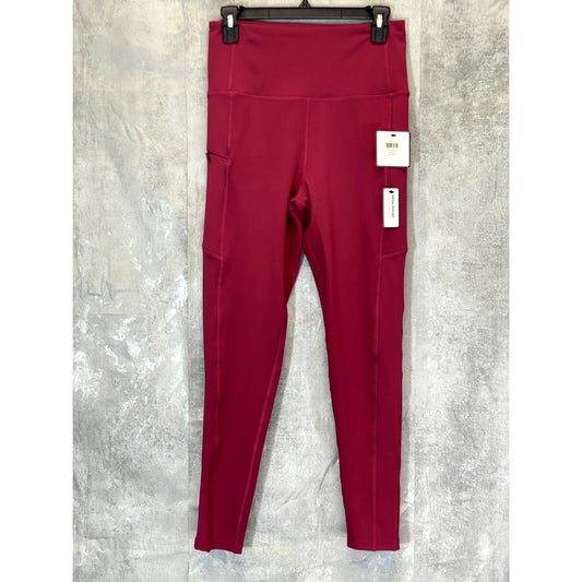 LAUNDRY By Shelli Segal Women's Solid Berry Zipper Media Pocket High-Rise Leggings SZ L