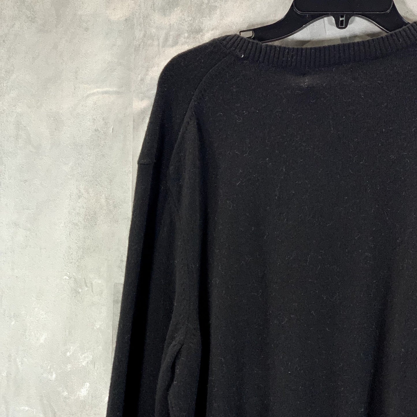 CALVIN KLEIN Men's Black Solid Ribbed Crewneck Merino Wool Pullover Sweater SZ L