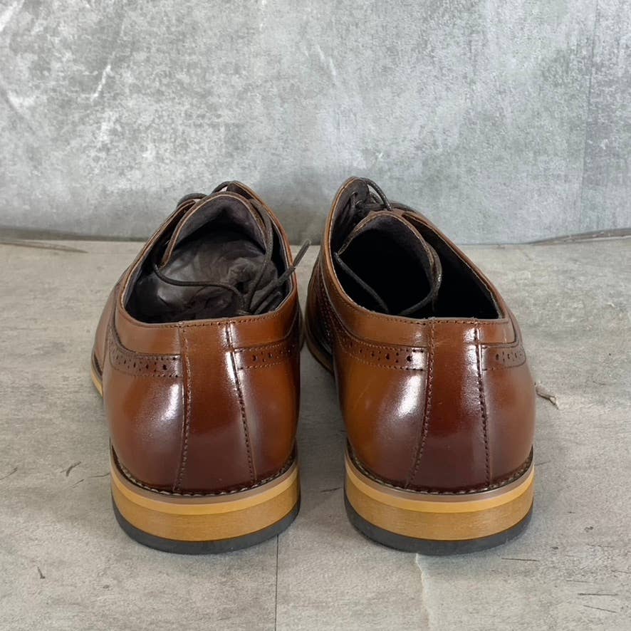 STACY ADAMS Men's Cognac Leather Dickinson Cap-Toe Lace-Up Oxfords SZ 12