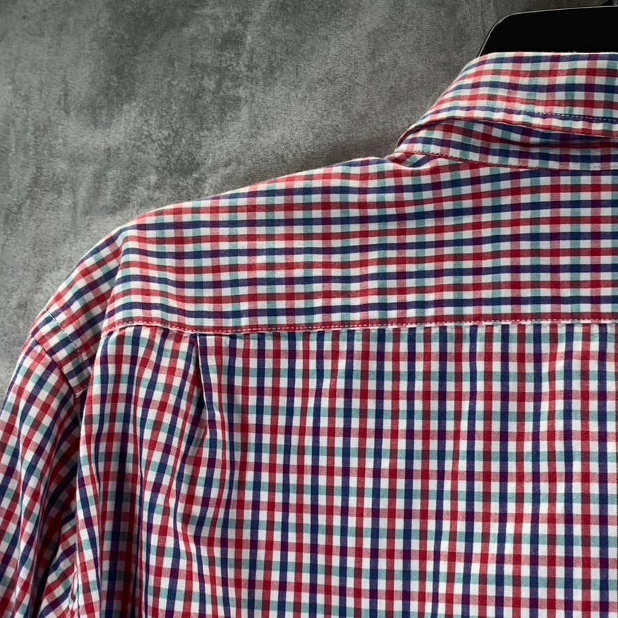 J.CREW Men's Blue/Red Gingham Slim-Fit Lightweight Button-Up Shirt SZ L
