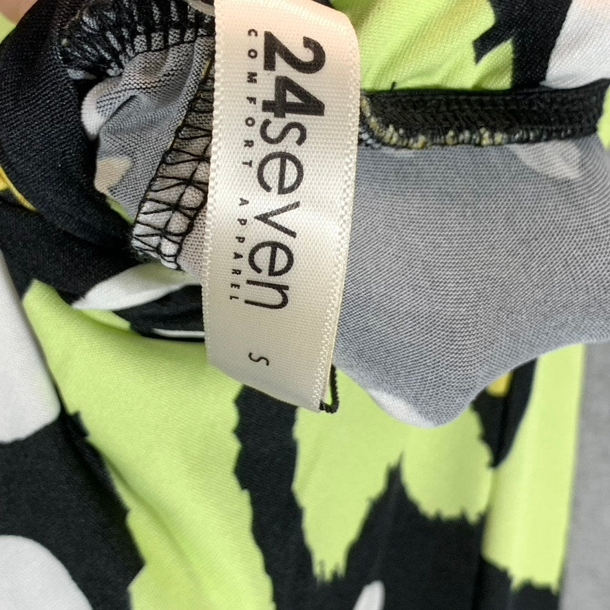 24SEVEN Comfort Apparel Women's Green Print Butterfly V-Neck Cap Sleeve Dress