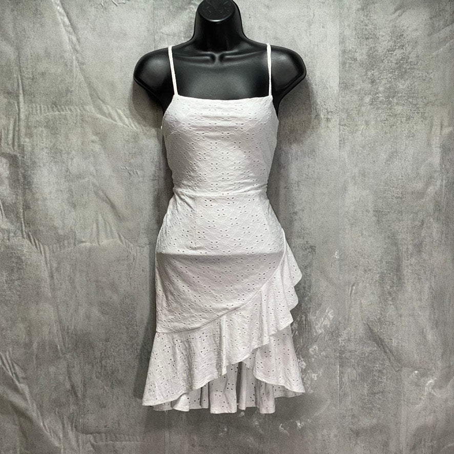 BAR III Bright White Ruffled Eyelet Sleeveless High-Low Hem Mini Dress SZ XS