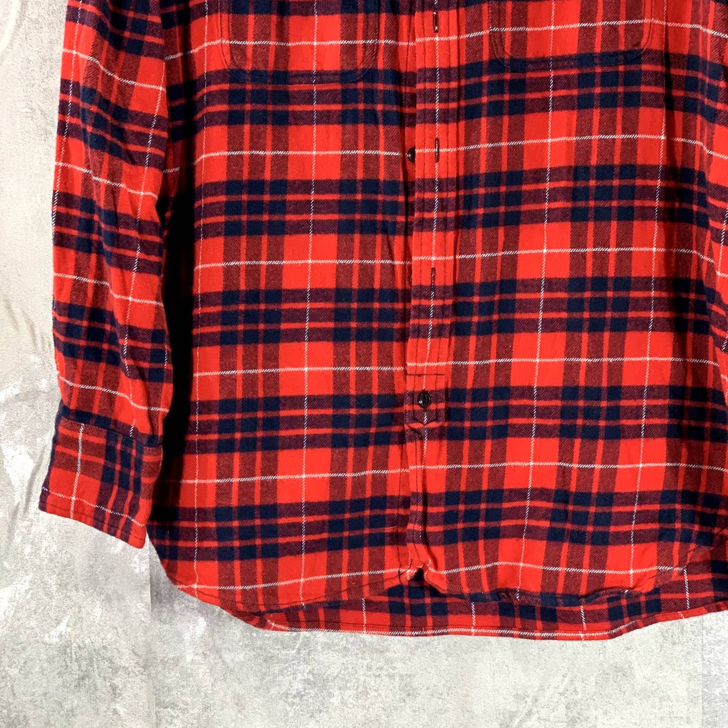 MADEWELL Women's Red Plaid Flannel Button-Up Long Sleeve Shirt SZ M