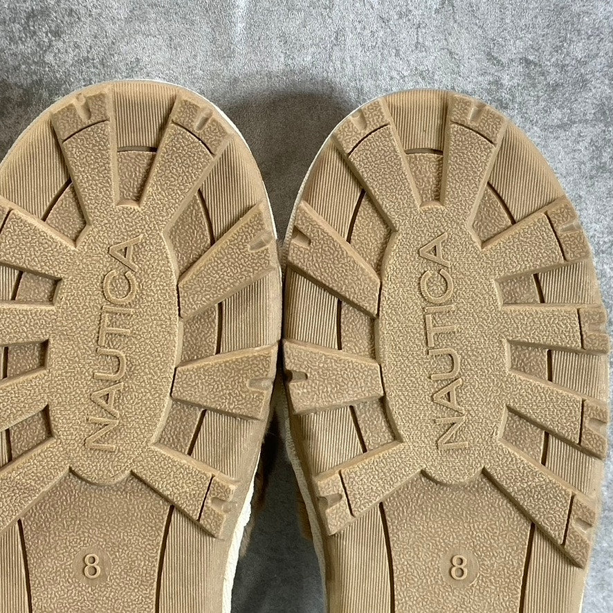 NAUTICA Women's Natural Chyler Faux-Fur Slide Slippers SZ 8